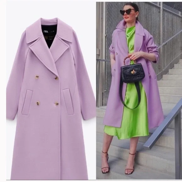 purple coat zara
